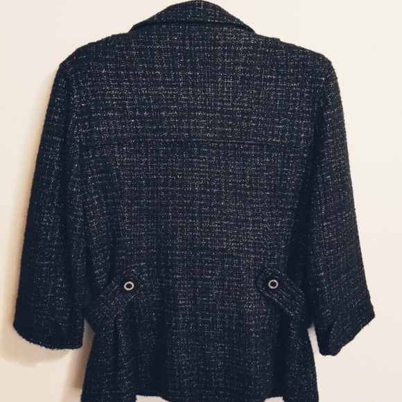 Tory Burch Jacket Black & Silver Metallic Tweed - Picture 4 of 5